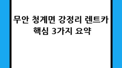 무안 청계면 강정리 렌트카 최저가 예약 가이드